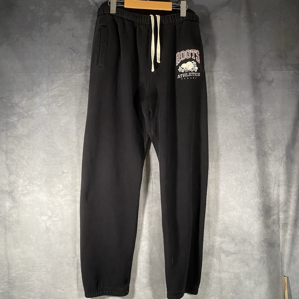 Roots Athletics Men's Black Fleece Jogger Sweatpants Size L